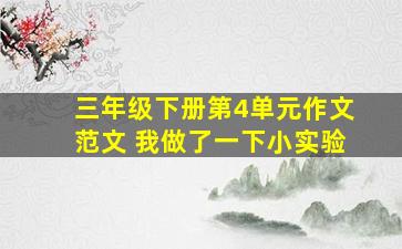 三年级下册第4单元作文范文 我做了一下小实验